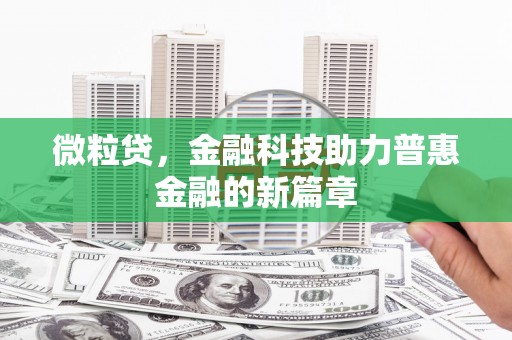 南屯微粒贷，金融科技助力普惠金融的新篇章