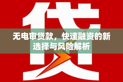 南屯无电审贷款，快速融资的新选择与风险解析