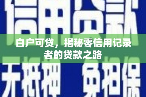南屯白户可贷，揭秘零信用记录者的贷款之路